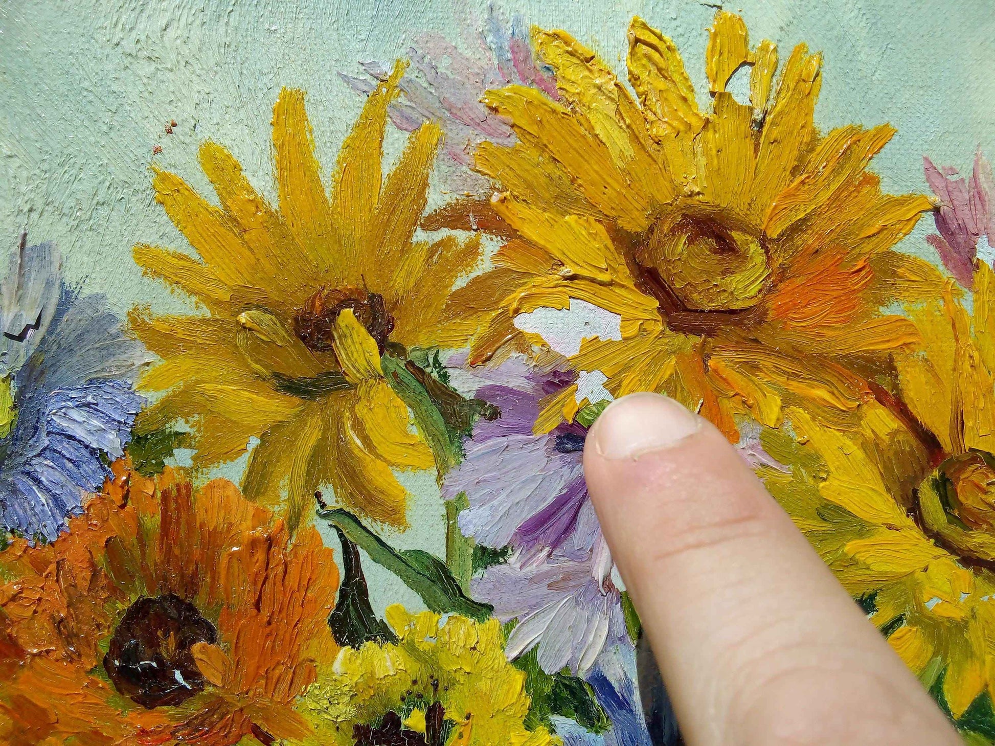Peinture signée GUILLEMINOT fleurs - Huile sur toile, bouquet lumineux et coloré