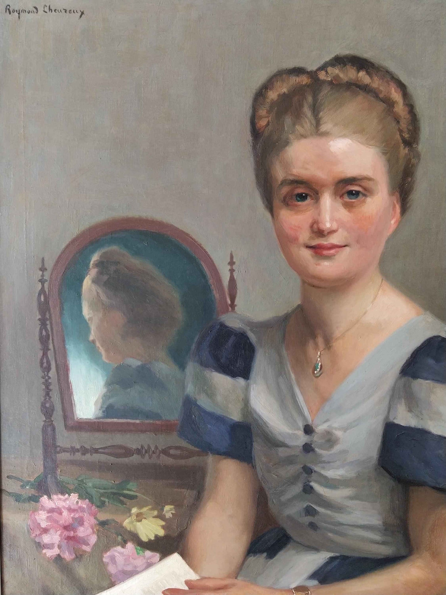 Peinture à l'huile Raymond LHEUREUX sur toile, "Françoise", œuvre de 1940