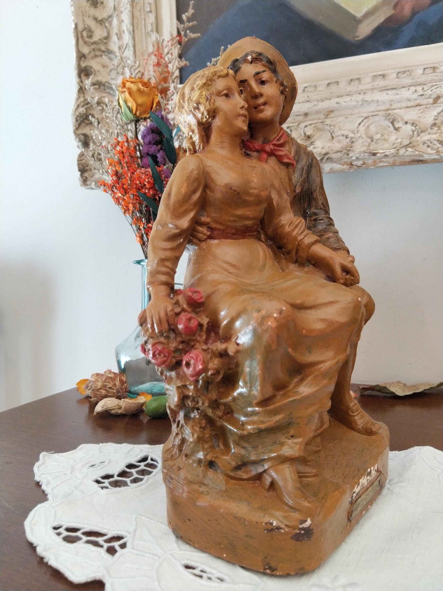 Statue plâtre années 1930, authentique fabrication française, numérotée