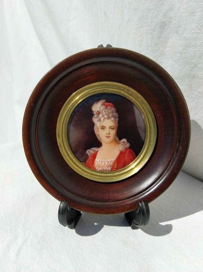 Peinture à l'huile signée HIL, œuvre d'art miniature vintage des années 1950