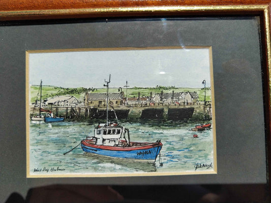 Aquarelle West Bag Harbor dans le Maine (USA), œuvre signée sur papier