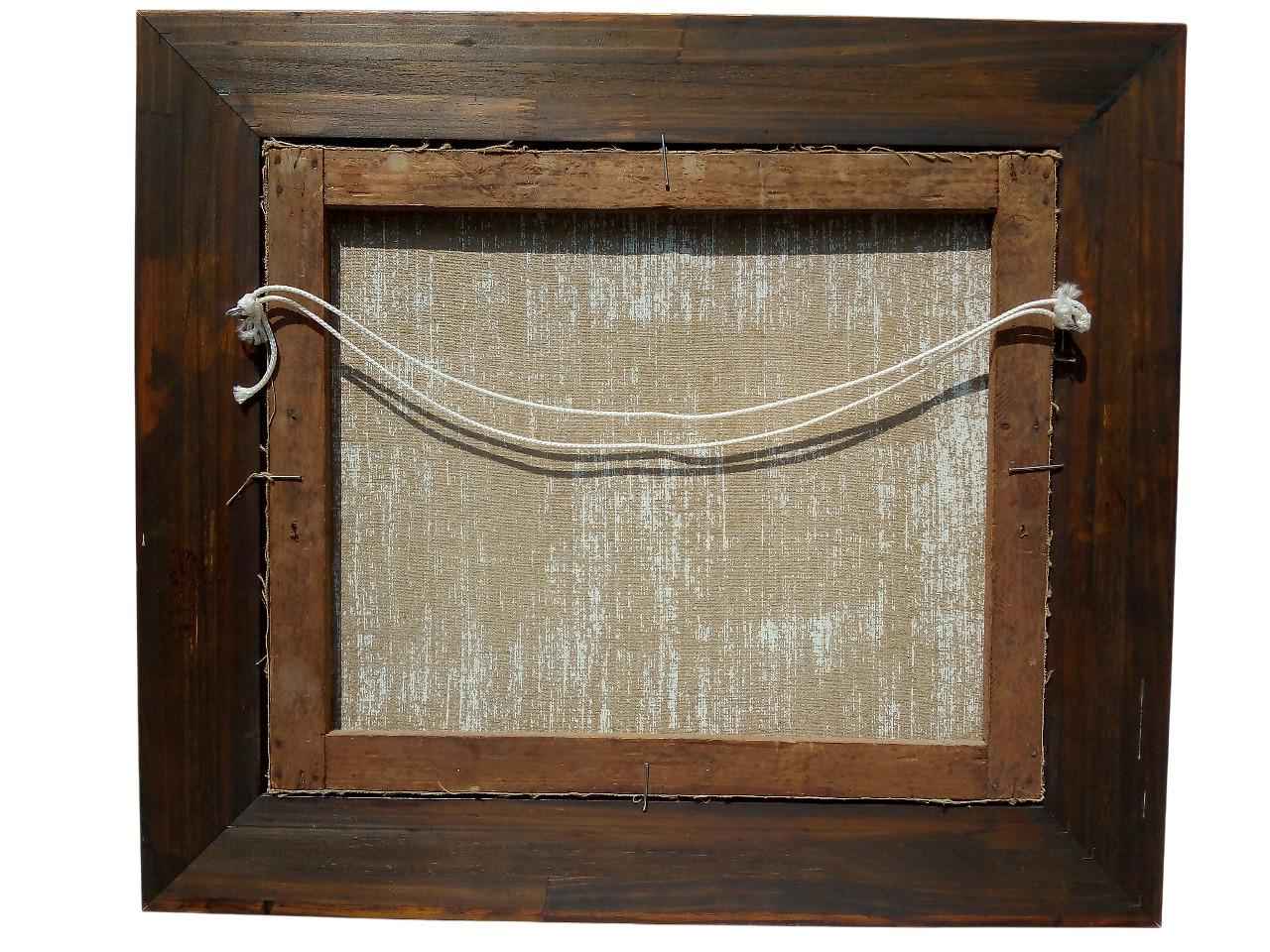 Peinture à l'huile 19ème siècle lapin avec toile signée PIRRELLI et cadre doré élégant