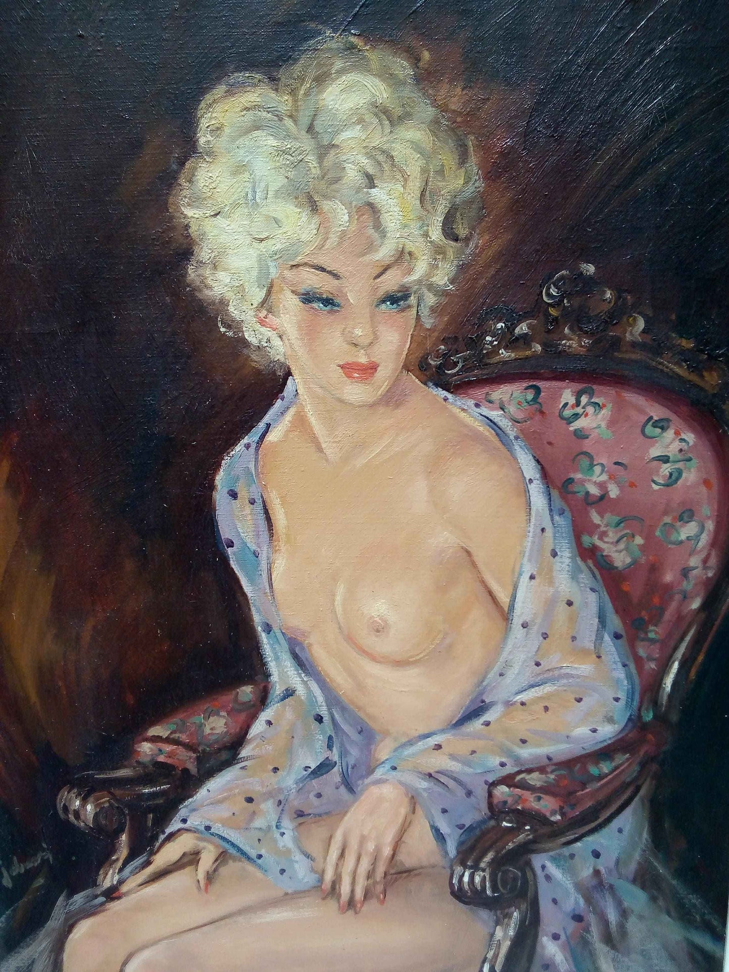 Peinture à l'huile Jean-Gabriel Domergue sur toile signée, années 1960