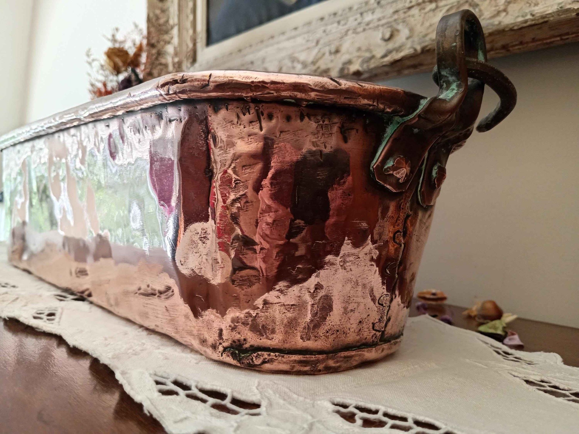 Poissonnière en cuivre vintage du 19ème siècle, bouilloire idéale pour le saumon